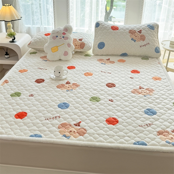 91家纺网 家纺一手货源 找家纺 暖芯优选 2025热款外贸跨境电商热销款冬季加厚牛奶绒印花床垫床垫学生单人宿舍上下铺 不点狗