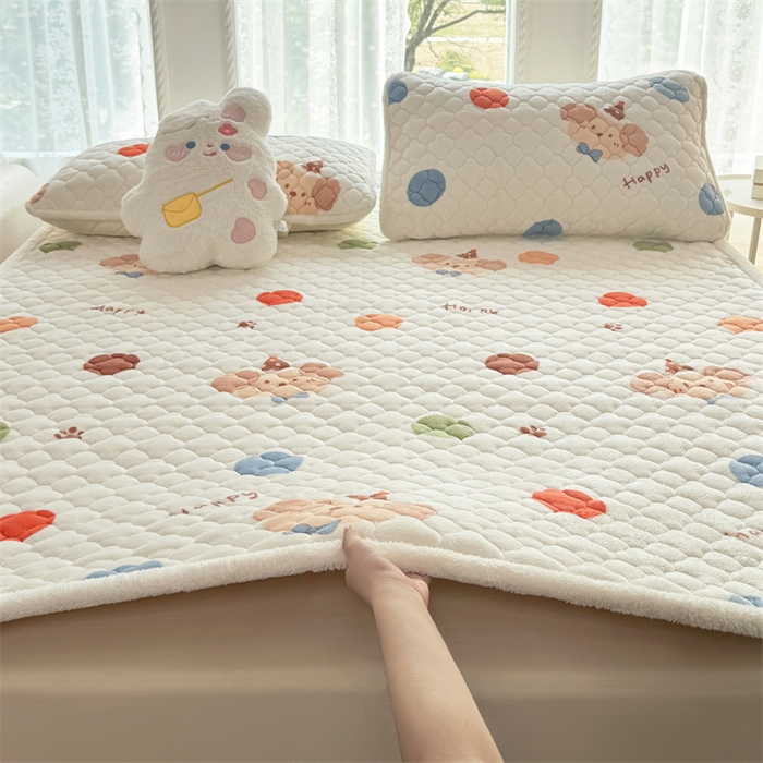 91家纺网 家纺一手货源 找家纺 暖芯优选 2025热款外贸跨境电商热销款冬季加厚牛奶绒印花床垫床垫学生单人宿舍上下铺 不点狗