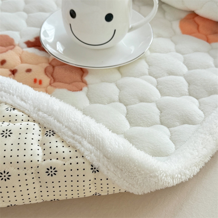 91家纺网 家纺一手货源 找家纺 暖芯优选 2025热款外贸跨境电商热销款冬季加厚牛奶绒印花床垫床垫学生单人宿舍上下铺 不点狗