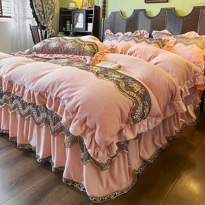 91家纺网 家纺一手货源 找家纺 （总）网红馆（ck家纺） 2025新款高克重牛奶绒单床裙 床裙单件卡妮娜系列