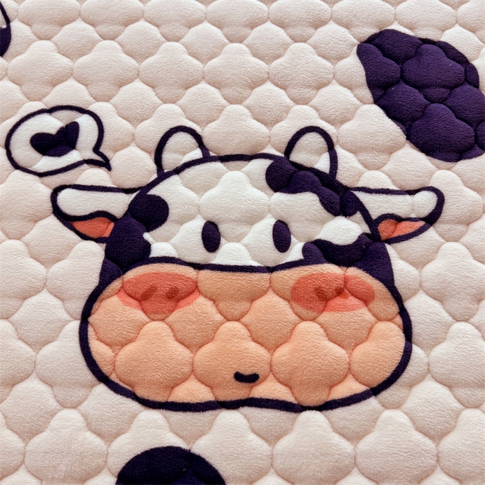 91家纺网 家纺一手货源 找家纺 暖芯优选 2025热款外贸跨境电商热销款冬季加厚牛奶绒印花床垫床垫学生单人宿舍上下铺 可爱奶牛