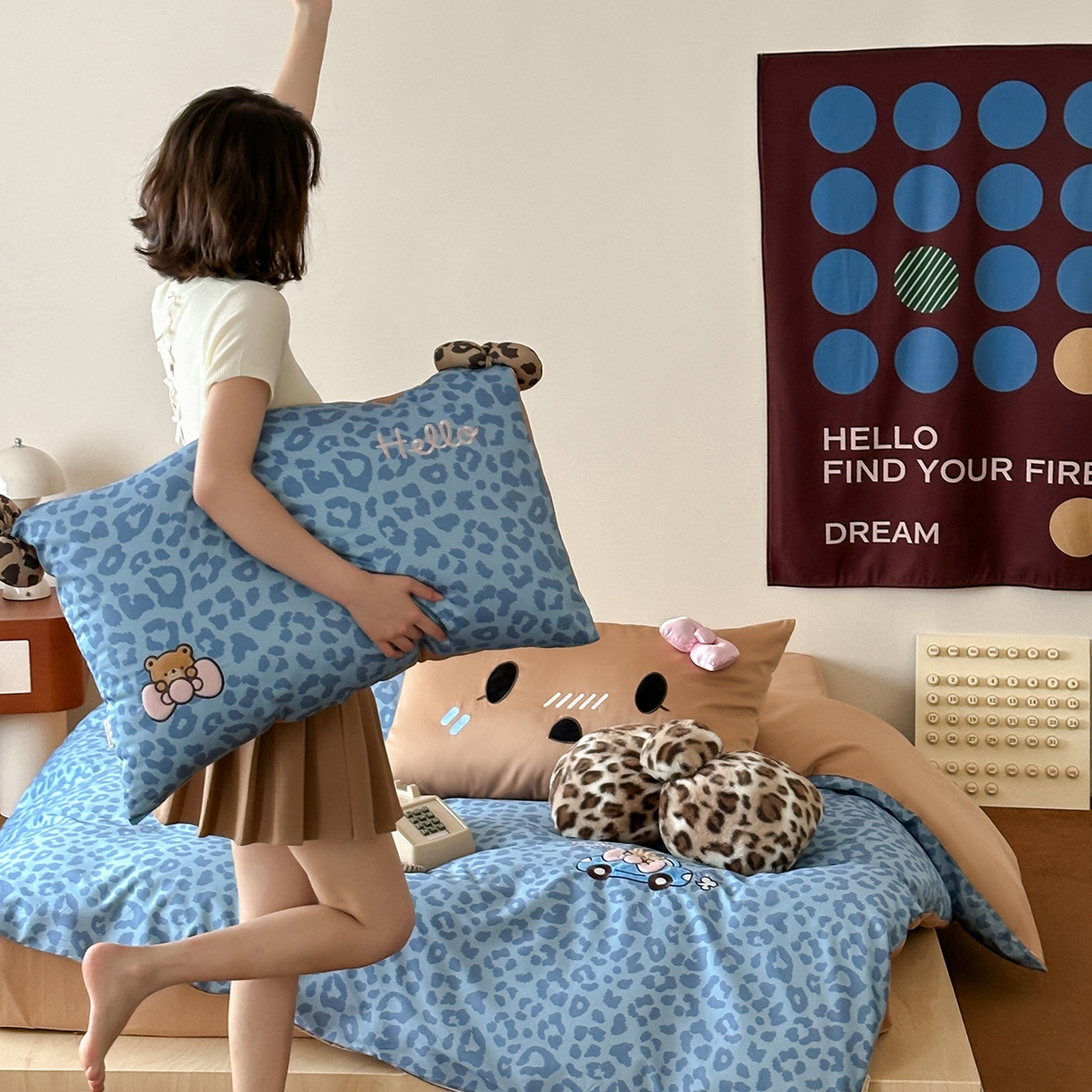 91家纺网 家纺一手货源 找家纺 （总）桔子家纺 2025新款全棉豹纹系列heip豹纹四件套