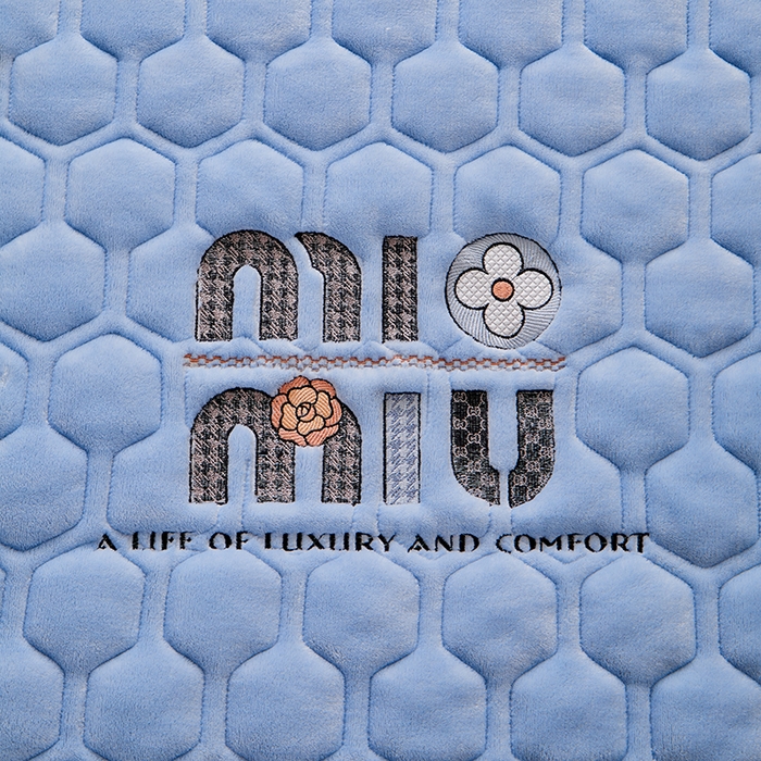 91家纺网 家纺一手货源 找家纺 芙绣家纺 2025秋冬轻奢加厚高克重牛奶绒夹棉刺绣绗缝防滑床垫 萌萌天蓝