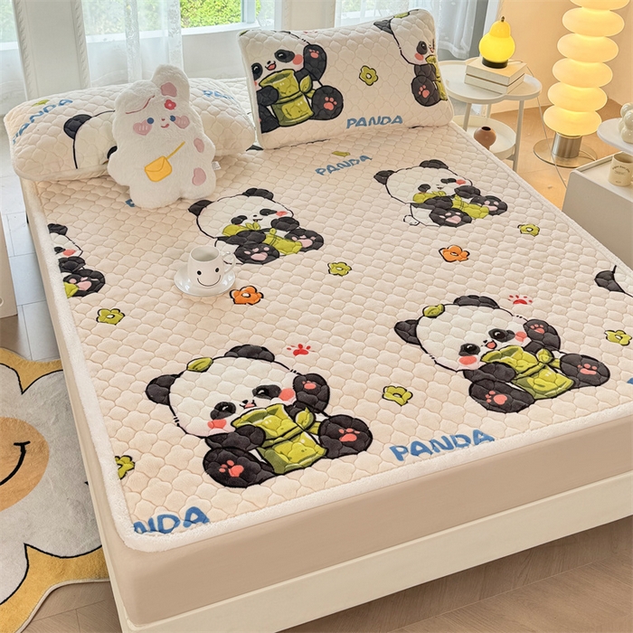 91家纺网 家纺一手货源 找家纺 暖芯优选 2025热款外贸跨境电商热销款冬季加厚牛奶绒印花床垫床垫学生单人宿舍上下铺 可爱熊猫