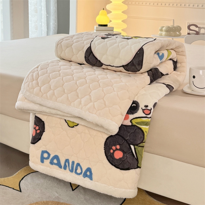 91家纺网 家纺一手货源 找家纺 暖芯优选 2025热款外贸跨境电商热销款冬季加厚牛奶绒印花床垫床垫学生单人宿舍上下铺 可爱熊猫