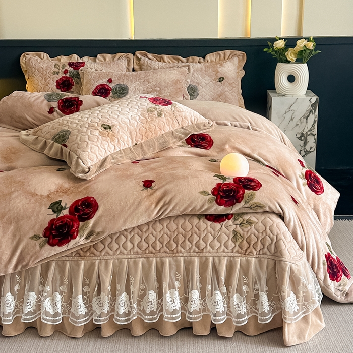 91家纺网 家纺一手货源 找家纺 （总）棉森家纺 2025新款亲肤舒适牛奶绒床盖四件套