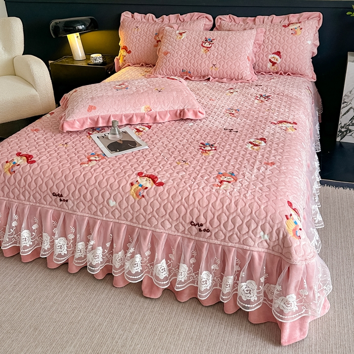 91家纺网 家纺一手货源 找家纺 棉森家纺 2025新款亲肤舒适牛奶绒床盖四件套 动漫乐园