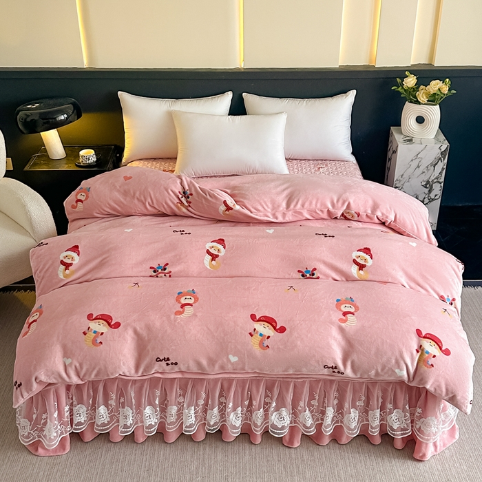 91家纺网 家纺一手货源 找家纺 棉森家纺 2025新款亲肤舒适牛奶绒床盖四件套 动漫乐园