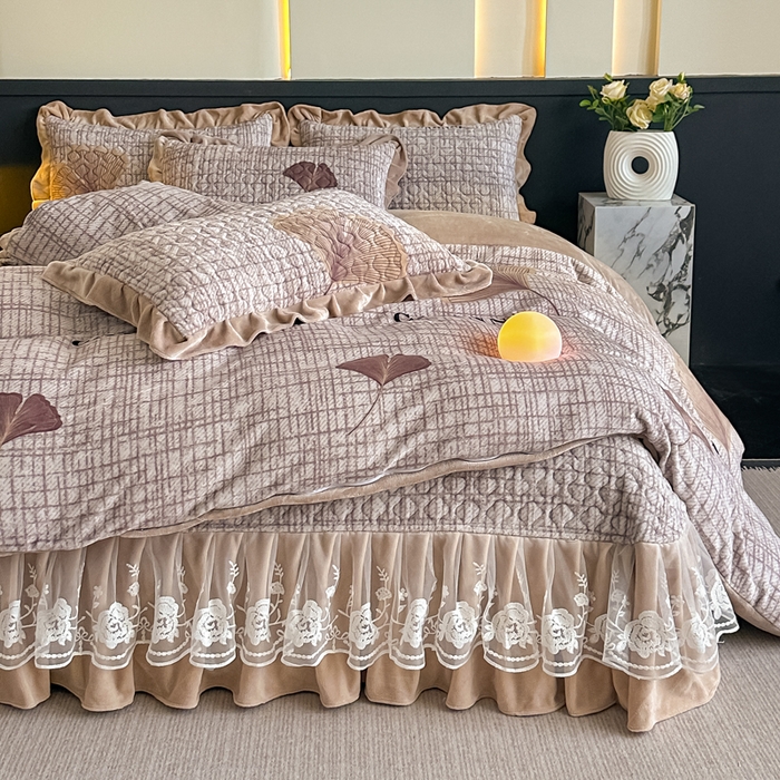 棉森家纺 2025新款亲肤舒适牛奶绒床盖四件套 梦想起航-咖