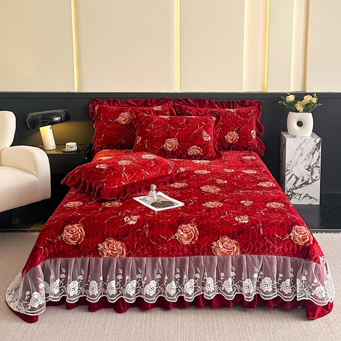 91家纺网 家纺一手货源 找家纺 棉森家纺 2025新款亲肤舒适牛奶绒床盖四件套 盛夏