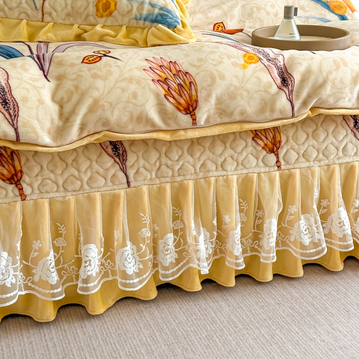 91家纺网 家纺一手货源 找家纺 棉森家纺 2025新款亲肤舒适牛奶绒床盖四件套 大麦乐田