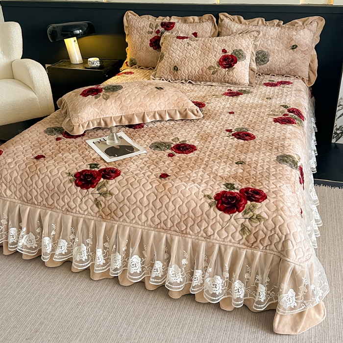 91家纺网 家纺一手货源 找家纺 棉森家纺 2025新款亲肤舒适牛奶绒床盖四件套 瑞丽