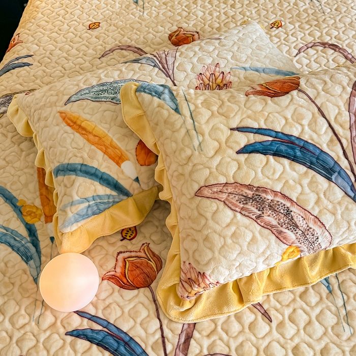 91家纺网 家纺一手货源 找家纺 棉森家纺 2025新款亲肤舒适牛奶绒床盖四件套 大麦乐田