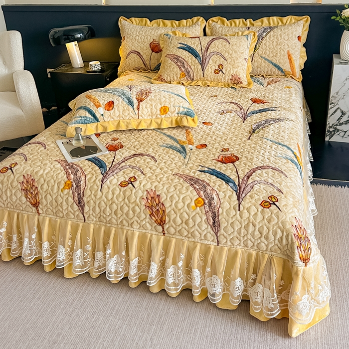 91家纺网 家纺一手货源 找家纺 棉森家纺 2025新款亲肤舒适牛奶绒床盖四件套 大麦乐田