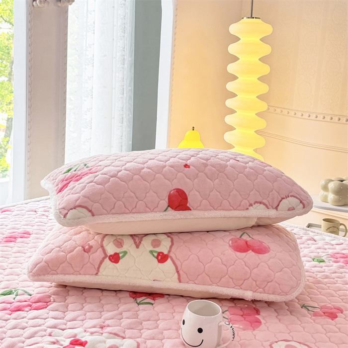 91家纺网 家纺一手货源 找家纺 暖芯优选 2025热款外贸跨境电商热销款冬季加厚牛奶绒印花床垫床垫学生单人宿舍上下铺 樱桃小兔