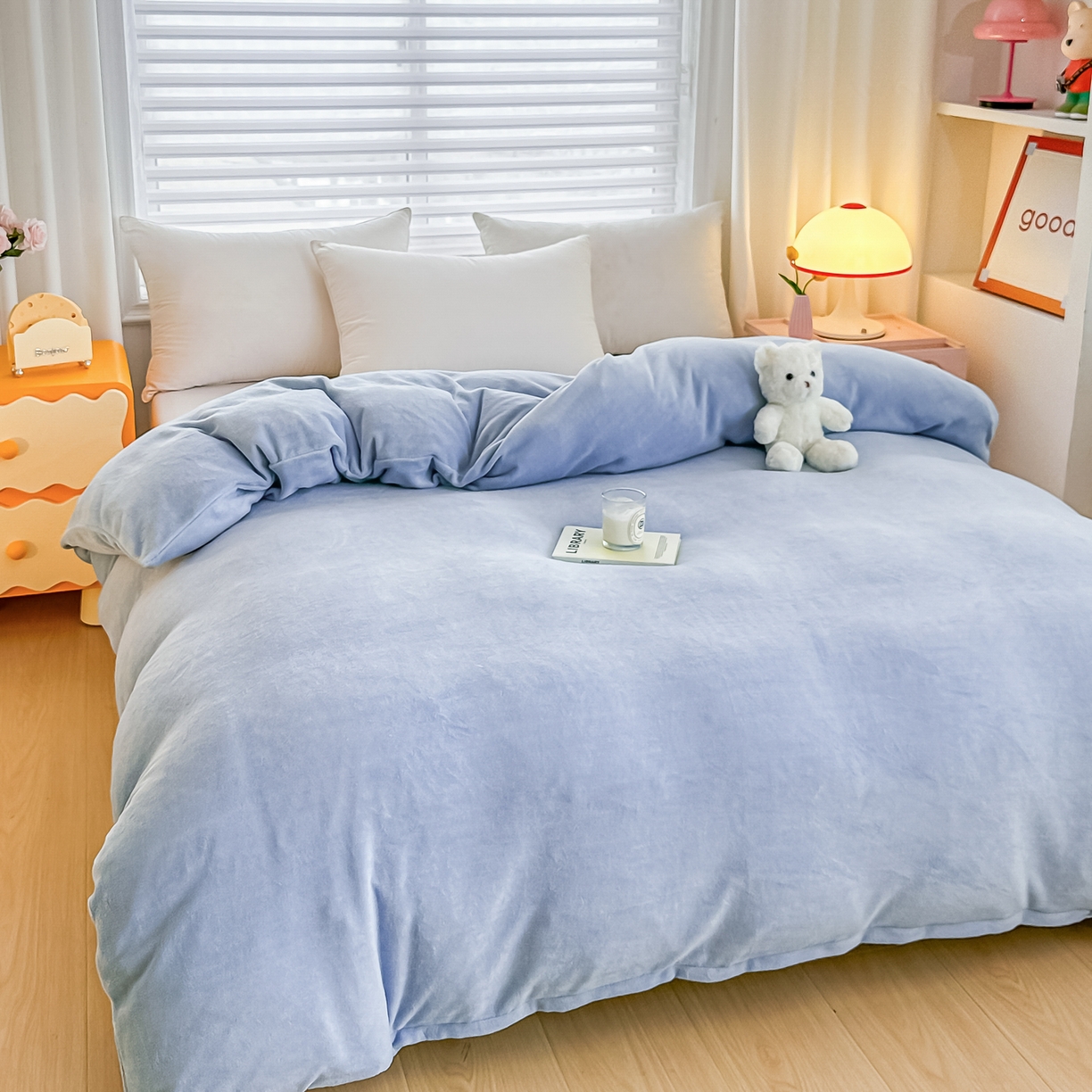 91家纺网 家纺一手货源 找家纺 棉森家纺 2025新款加厚牛奶绒单被套单品被套单件被套 圣罗蓝