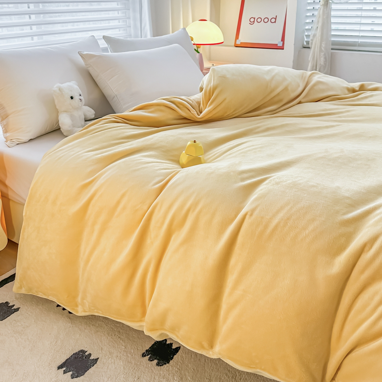 91家纺网 家纺一手货源 找家纺 棉森家纺 2025新款加厚牛奶绒单被套单品被套单件被套 米亚黄