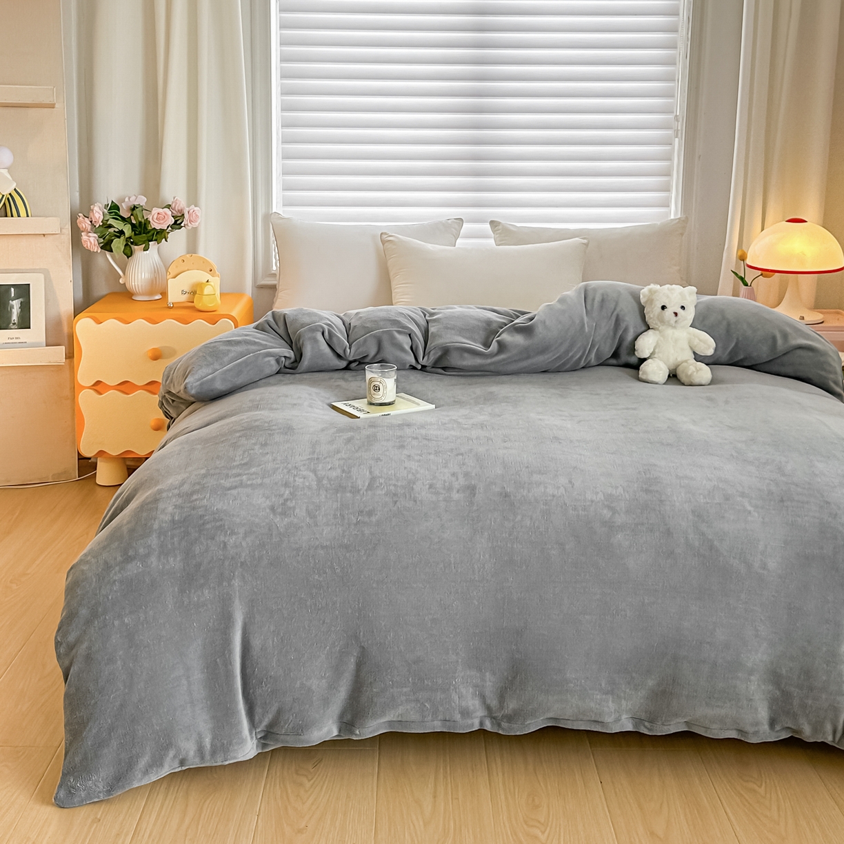 91家纺网 家纺一手货源 找家纺 棉森家纺 2025新款加厚牛奶绒单被套单品被套单件被套 罗曼灰,罗曼灰