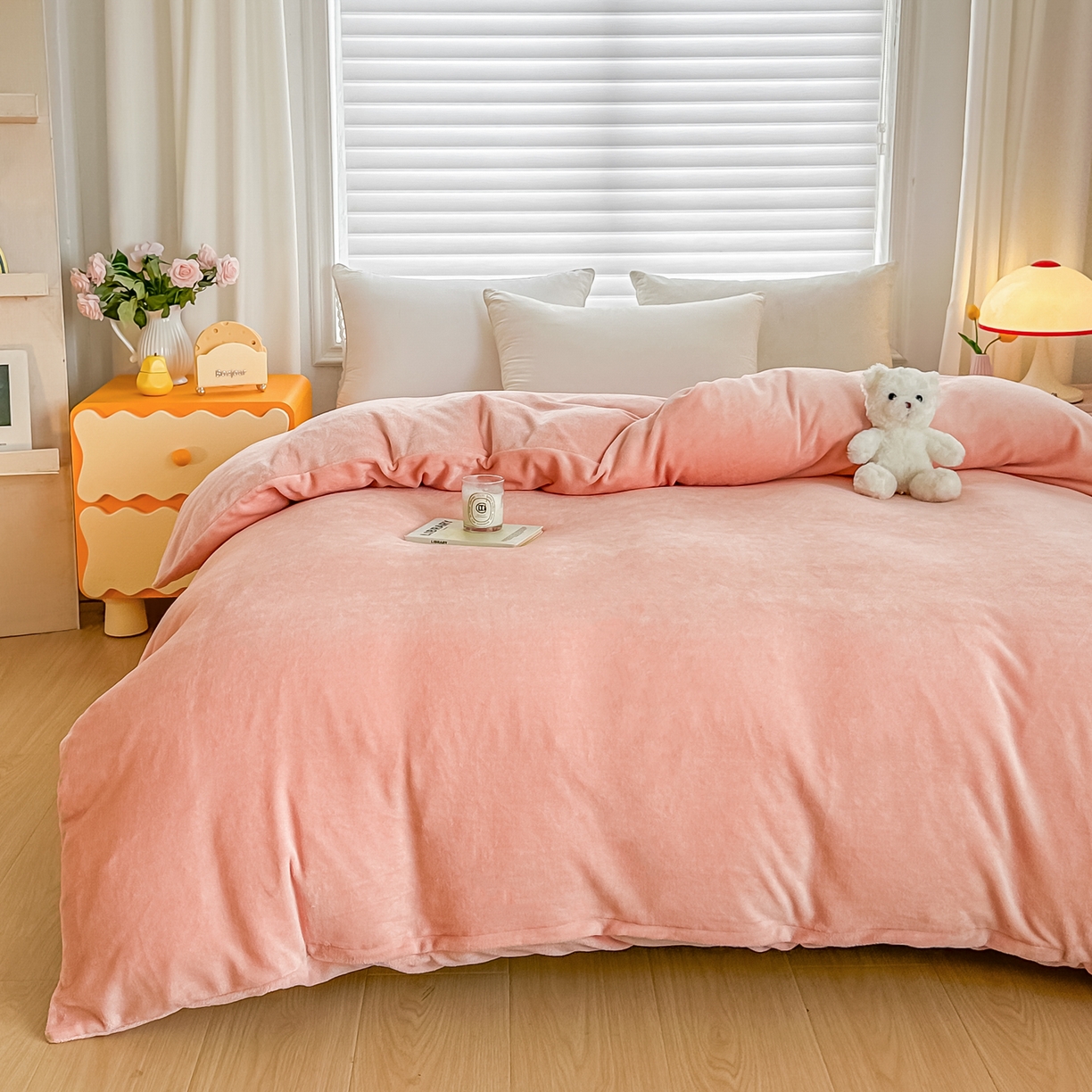 棉森家纺 2025新款加厚牛奶绒单被套单品被套单件被套 鲜花粉