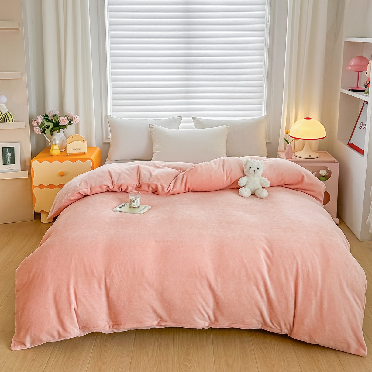 91家纺网 家纺一手货源 找家纺 棉森家纺 2025新款加厚牛奶绒单被套单品被套单件被套 鲜花粉