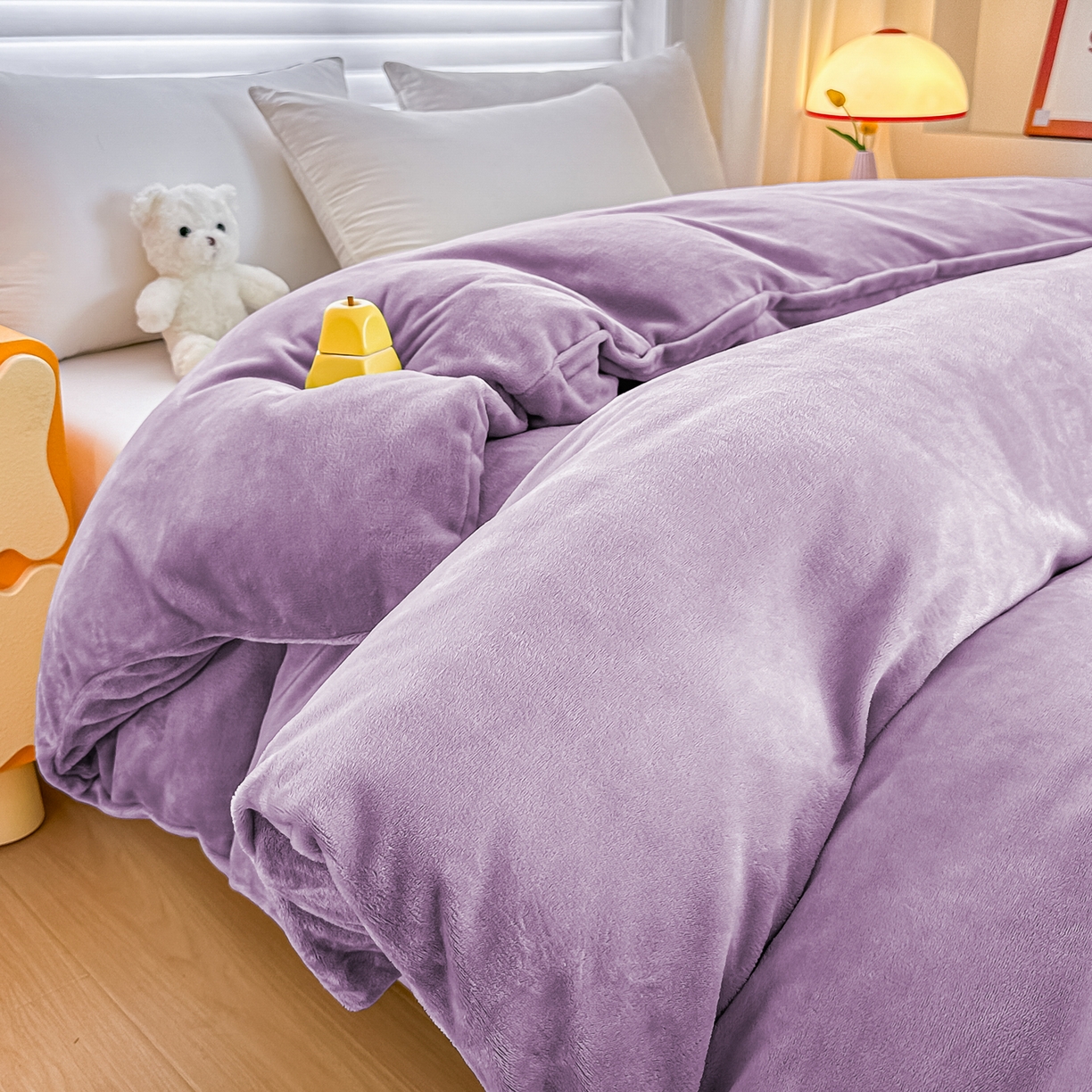 91家纺网 家纺一手货源 找家纺 棉森家纺 2025新款加厚牛奶绒单被套单品被套单件被套 香芋紫