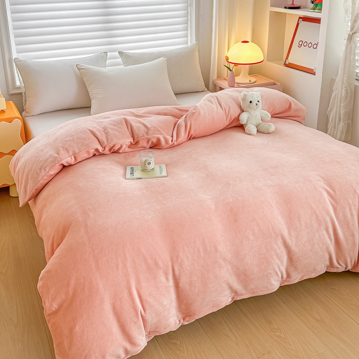 91家纺网 家纺一手货源 找家纺 棉森家纺 2025新款加厚牛奶绒单被套单品被套单件被套 鲜花粉