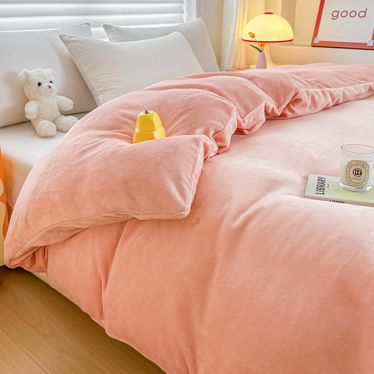 91家纺网 家纺一手货源 找家纺 棉森家纺 2025新款加厚牛奶绒单被套单品被套单件被套 鲜花粉