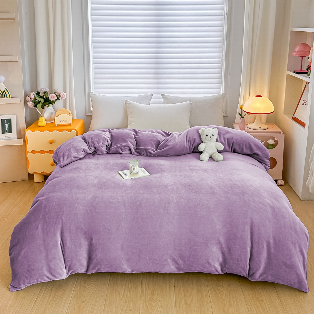 91家纺网 家纺一手货源 找家纺 棉森家纺 2025新款加厚牛奶绒单被套单品被套单件被套 香芋紫