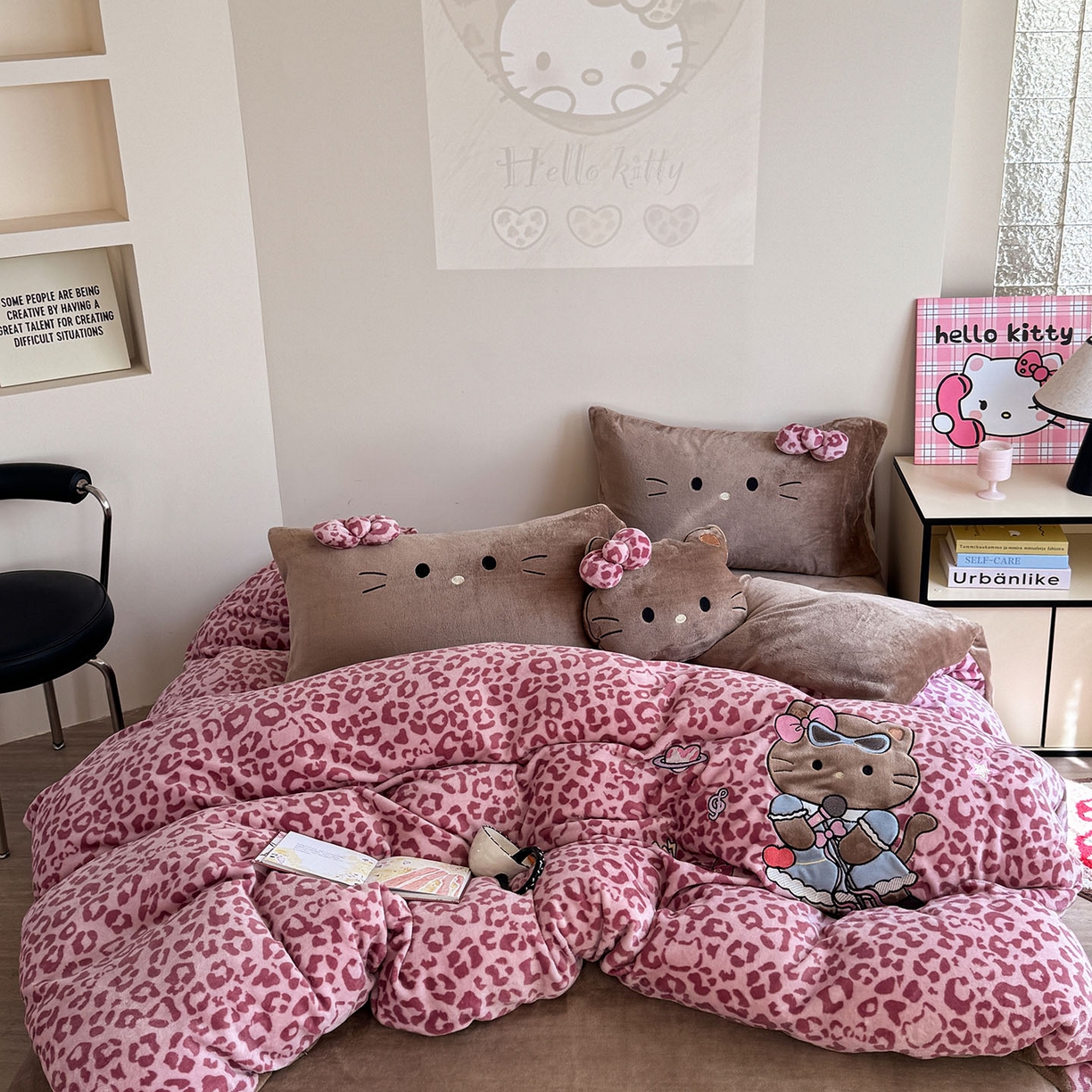 91家纺网 家纺一手货源 找家纺 （总）柚子YOUTH 2025新款加厚牛奶绒四件套-豹纹黑皮KT