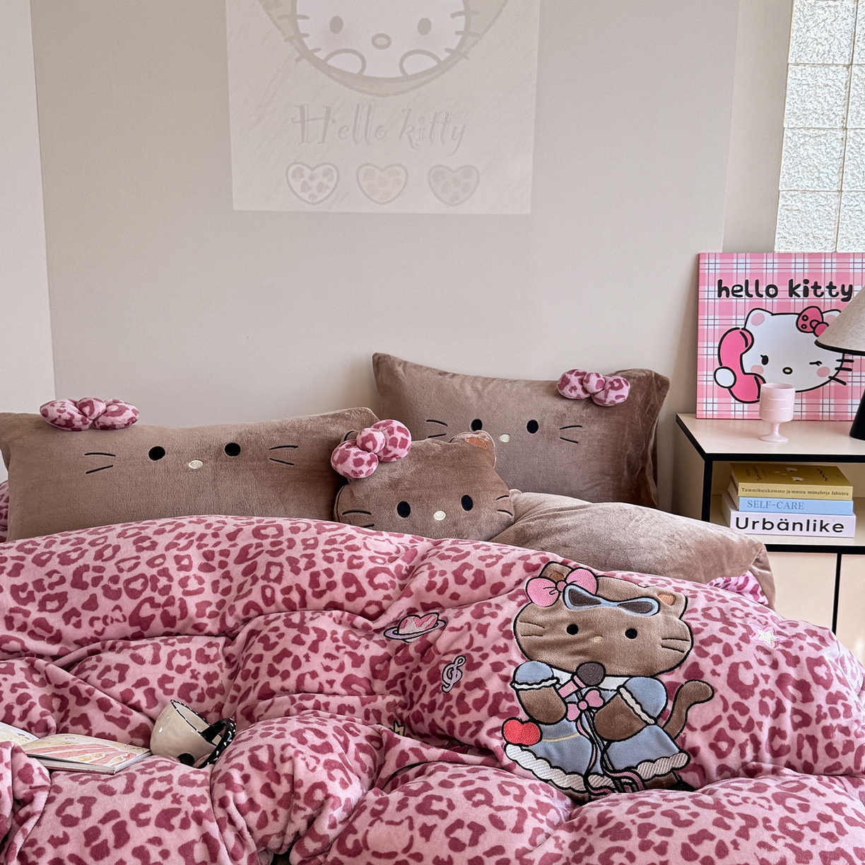 91家纺网 家纺一手货源 找家纺 （总）柚子YOUTH 2025新款加厚牛奶绒四件套-豹纹黑皮KT