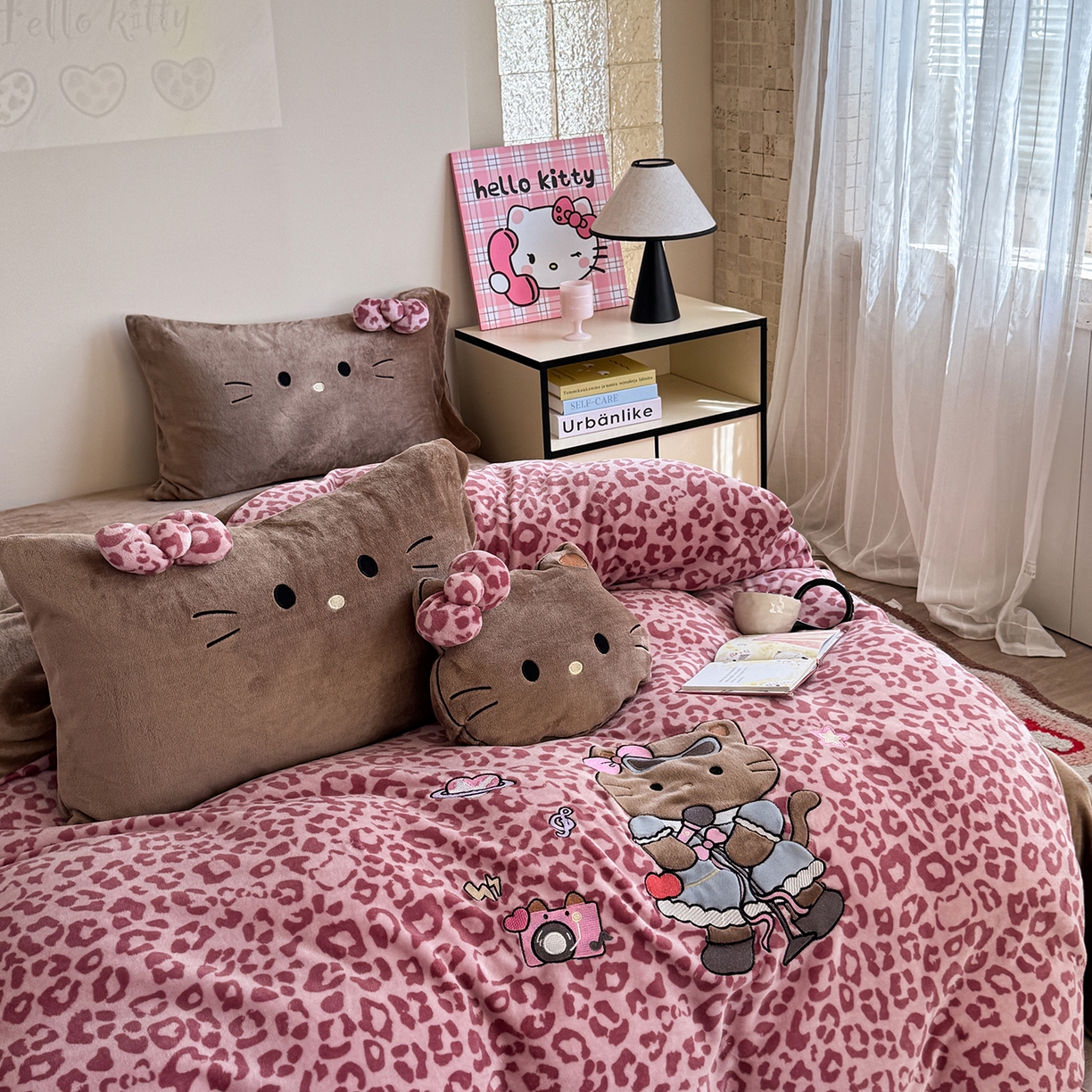 91家纺网 家纺一手货源 找家纺 （总）柚子YOUTH 2025新款加厚牛奶绒四件套-豹纹黑皮KT