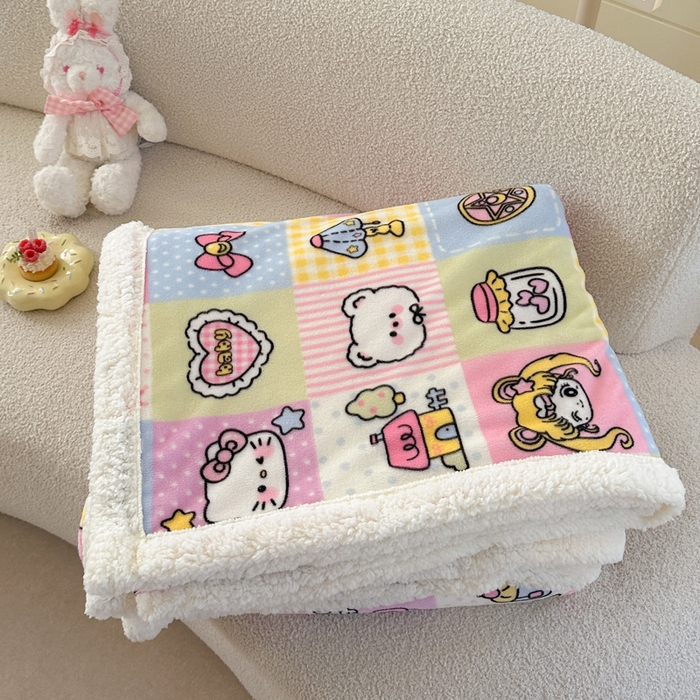 91家纺网 家纺一手货源 找家纺 Mata蔓塔家 2025新款A类秋冬可爱系牛奶绒羊羔绒多功能毛毯奶盖系列 奶盖-少女战士