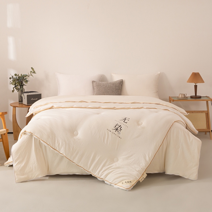 91家纺网 家纺一手货源 找家纺 棉森家纺 2025新款亲肤舒适华夫格大豆子母被被子被芯 米白