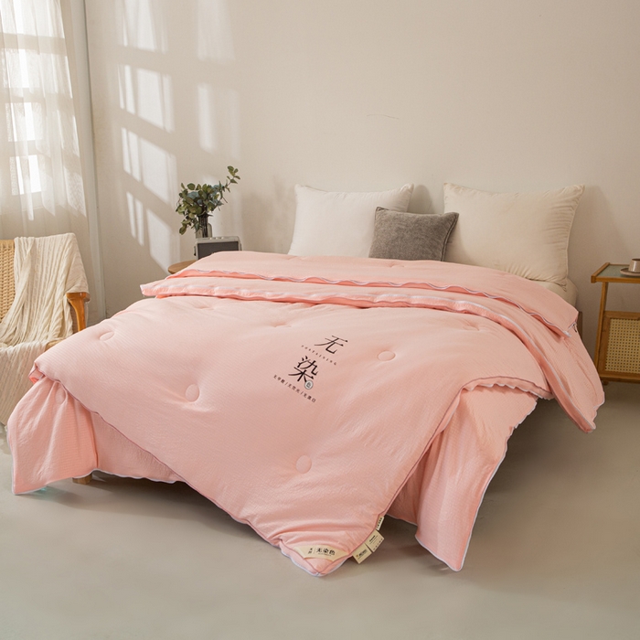 91家纺网 家纺一手货源 找家纺 棉森家纺 2025新款亲肤舒适华夫格大豆子母被被子被芯 玉色