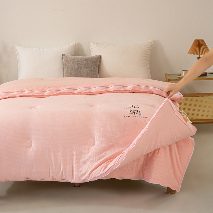 91家纺网 家纺一手货源 找家纺 棉森家纺 2025新款亲肤舒适华夫格大豆子母被被子被芯 玉色