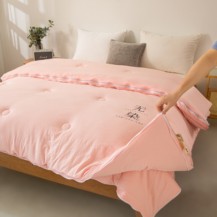 91家纺网 家纺一手货源 找家纺 棉森家纺 2025新款亲肤舒适华夫格大豆子母被被子被芯 玉色