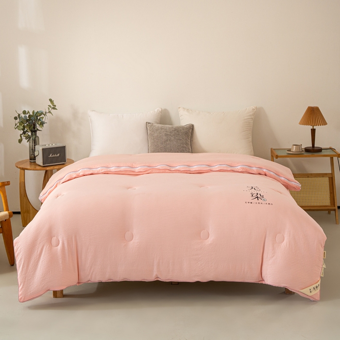 91家纺网 家纺一手货源 找家纺 棉森家纺 2025新款亲肤舒适华夫格大豆子母被被子被芯 玉色