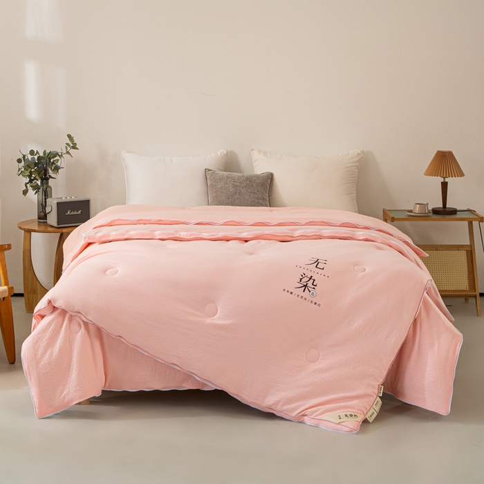 91家纺网 家纺一手货源 找家纺 棉森家纺 2025新款亲肤舒适华夫格大豆子母被被子被芯 玉色