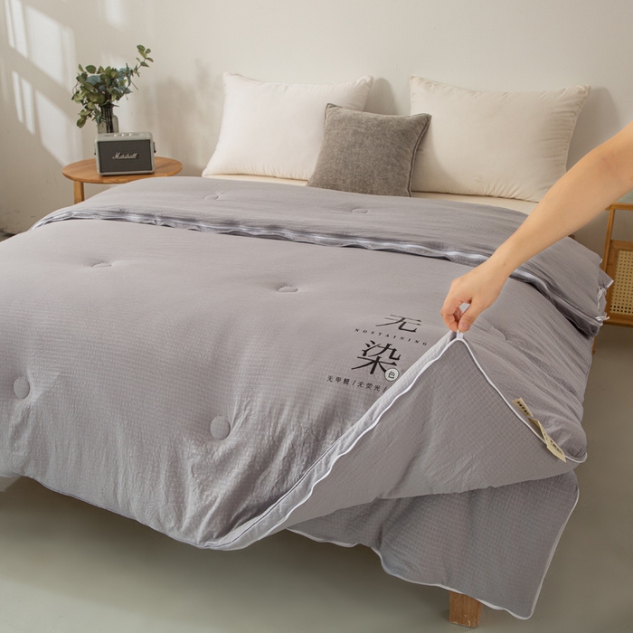 91家纺网 家纺一手货源 找家纺 棉森家纺 2025新款亲肤舒适华夫格大豆子母被被子被芯 灰色