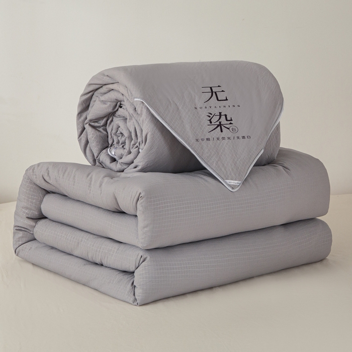 91家纺网 家纺一手货源 找家纺 棉森家纺 2025新款亲肤舒适华夫格大豆子母被被子被芯 灰色