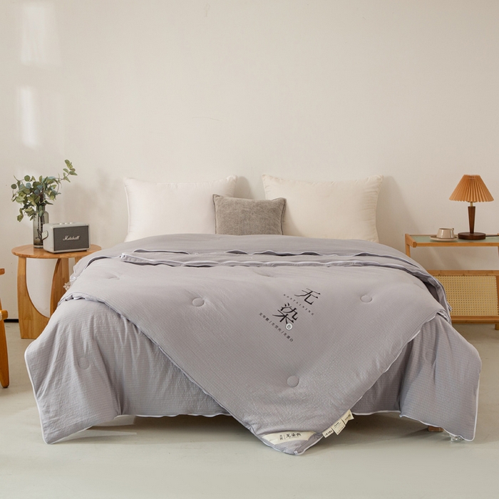 91家纺网 家纺一手货源 找家纺 棉森家纺 2025新款亲肤舒适华夫格大豆子母被被子被芯 灰色