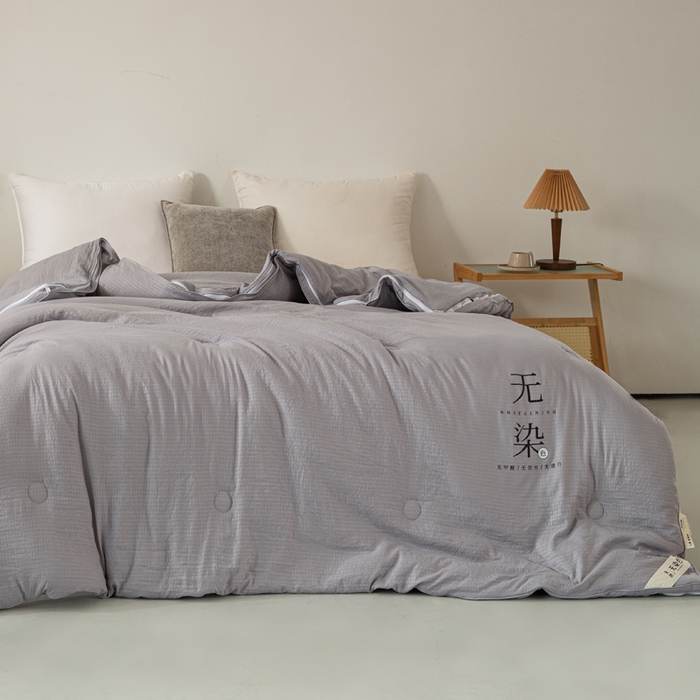 91家纺网 家纺一手货源 找家纺 棉森家纺 2025新款亲肤舒适华夫格大豆子母被被子被芯 灰色