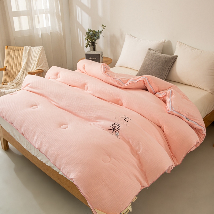 91家纺网 家纺一手货源 找家纺 棉森家纺 2025新款亲肤舒适华夫格大豆子母被被子被芯 玉色