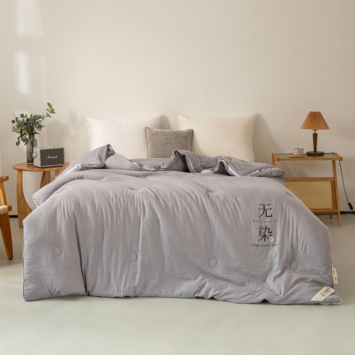 91家纺网 家纺一手货源 找家纺 棉森家纺 2025新款亲肤舒适华夫格大豆子母被被子被芯 灰色