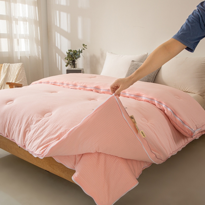 91家纺网 家纺一手货源 找家纺 棉森家纺 2025新款亲肤舒适华夫格大豆子母被被子被芯 玉色