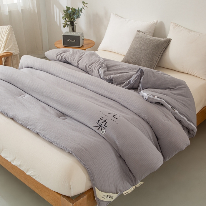 91家纺网 家纺一手货源 找家纺 棉森家纺 2025新款亲肤舒适华夫格大豆子母被被子被芯 灰色