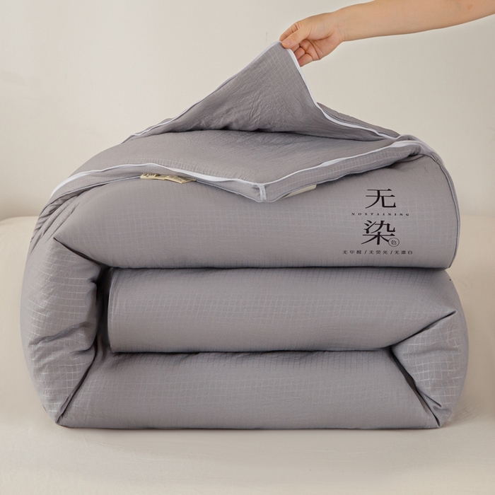 91家纺网 家纺一手货源 找家纺 棉森家纺 2025新款亲肤舒适华夫格大豆子母被被子被芯 灰色