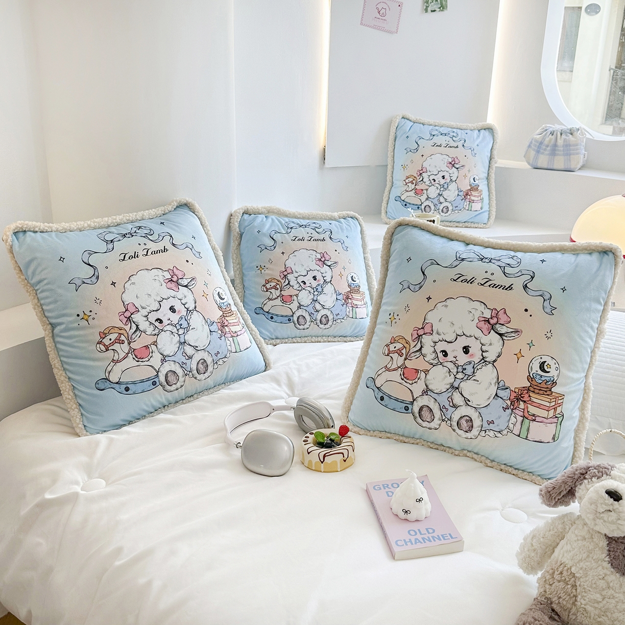 91家纺网 家纺一手货源 找家纺 番茄+ 2025新款羊羔毛花边绒抱枕被 美羊羊