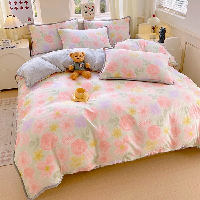 91家纺网 家纺一手货源 找家纺 （总）2024新款加厚棉加绒被套单件A版全棉B版230克法莱绒被套直播