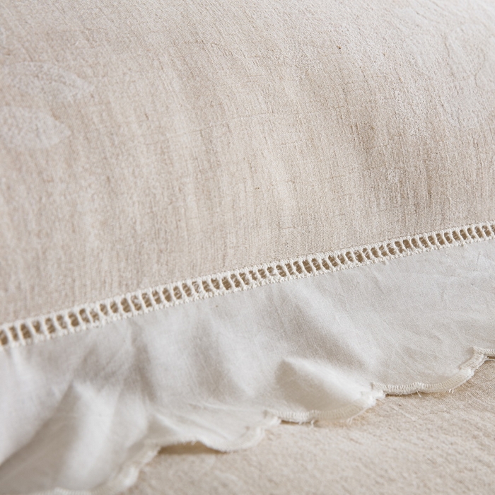 91家纺网 家纺一手货源 找家纺 鲁爱 2025新款棉麻花边绣花款四件套   浣溪沙-红